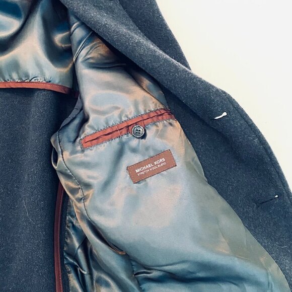 Michael Kors charcoal grey wool blend dress coat Mens Size XL classic luxury - Picture 6 of 14